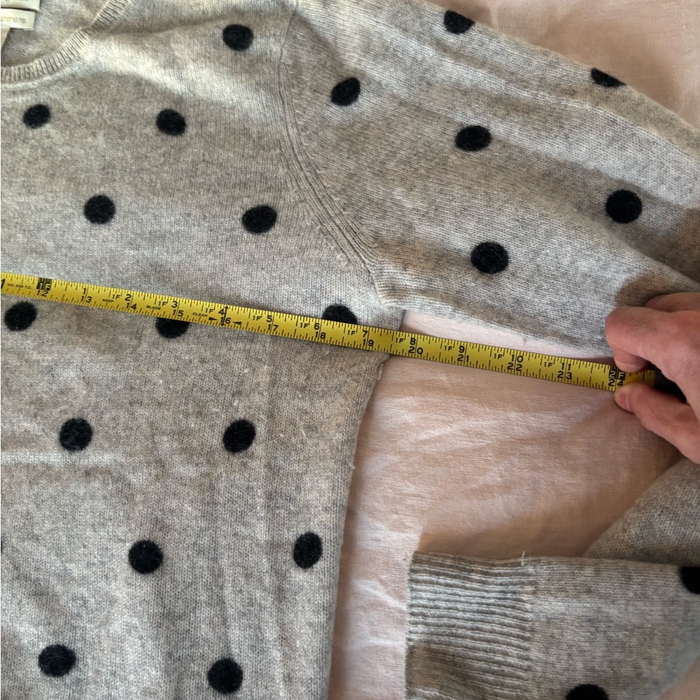 Cynthia Rowley Light Gray Black Polka Dot Sweater cashmere large crew neck Grey - Picture 4 of 9